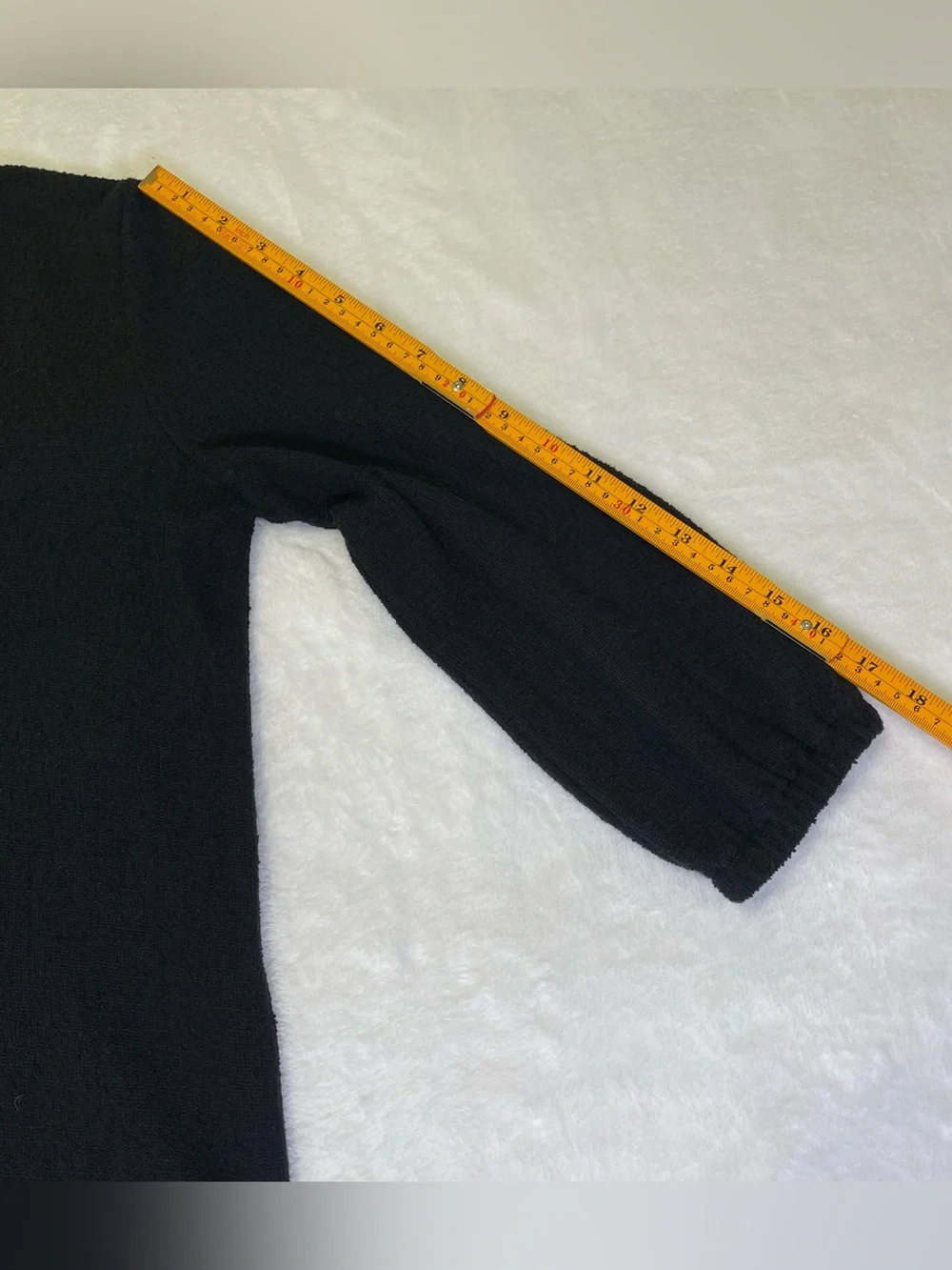 Madewell Black Textured V-Neck Puff 3/4 Sleeve Top XXS NWT